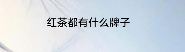 红茶都有什么牌子