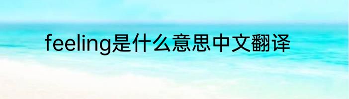 feeling是什么意思中文翻译