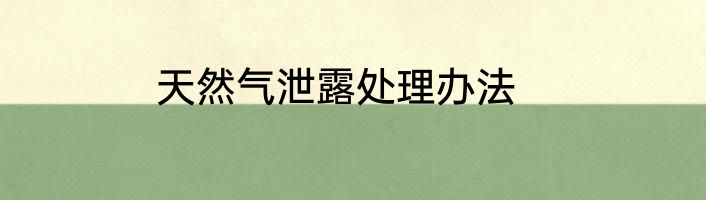 天然气泄露处理办法