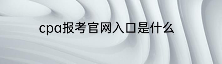 cpa报考官网入口是什么