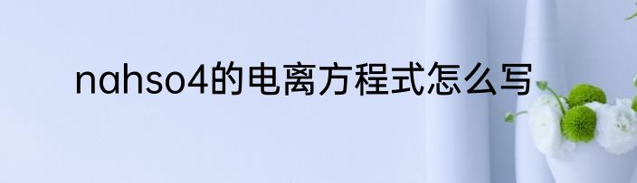 nahso4的电离方程式怎么写