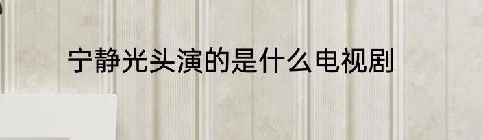 宁静光头演的是什么电视剧