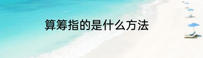 算筹指的是什么方法