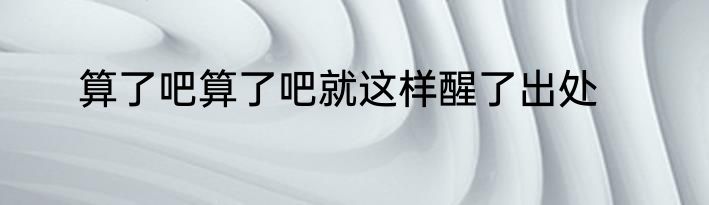 算了吧算了吧就这样醒了出处