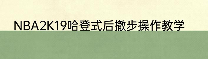 NBA2K19哈登式后撤步操作教学