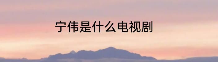宁伟是什么电视剧