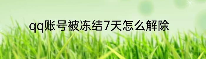 qq账号被冻结7天怎么解除