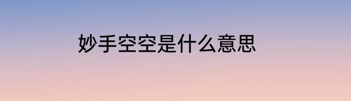 妙手空空是什么意思