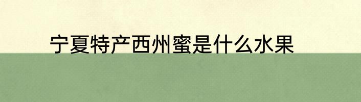 宁夏特产西州蜜是什么水果