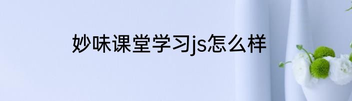 妙味课堂学习js怎么样
