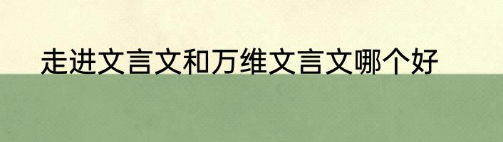 走进文言文和万维文言文哪个好