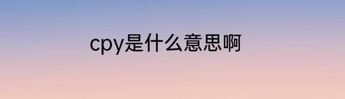 cpy是什么意思啊