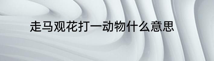 走马观花打一动物什么意思
