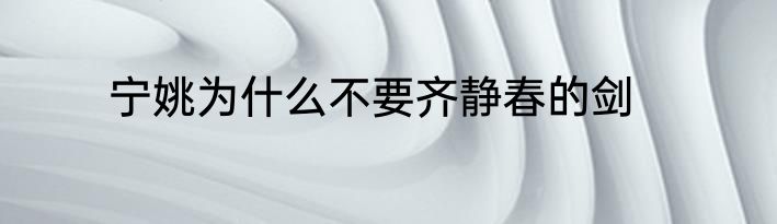 宁姚为什么不要齐静春的剑