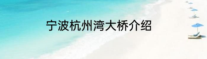 宁波杭州湾大桥介绍
