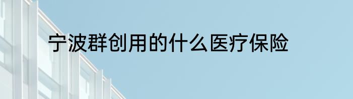 宁波群创用的什么医疗保险