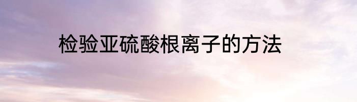 检验亚硫酸根离子的方法