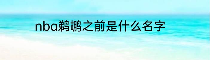 nba鹈鹕之前是什么名字