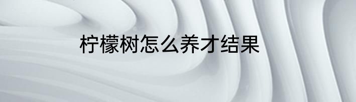 柠檬树怎么养才结果