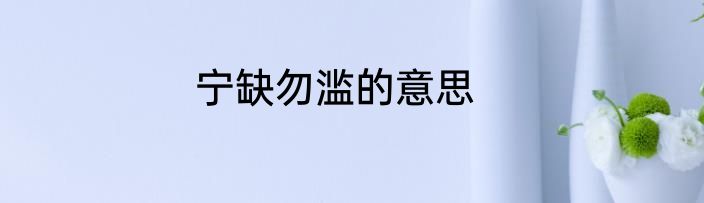 宁缺勿滥的意思