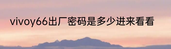 vivoy66出厂密码是多少进来看看