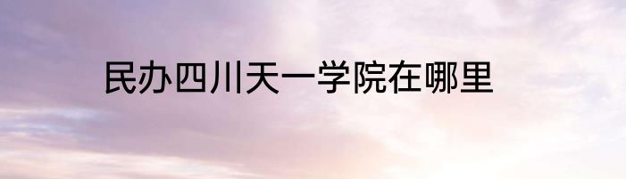 民办四川天一学院在哪里