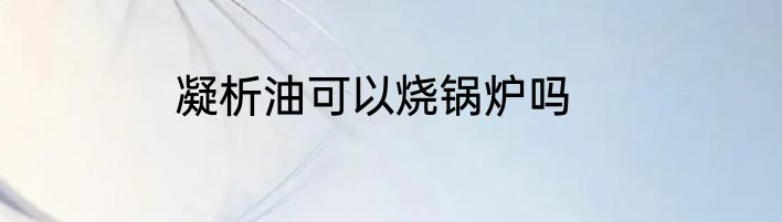 凝析油可以烧锅炉吗