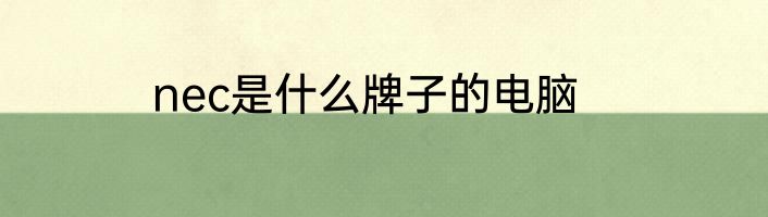 nec是什么牌子的电脑