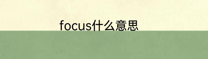 focus什么意思