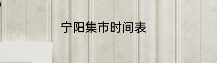 宁阳集市时间表