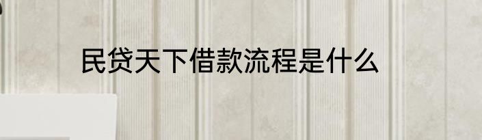 民贷天下借款流程是什么