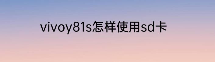 vivoy81s怎样使用sd卡