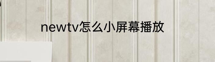 newtv怎么小屏幕播放
