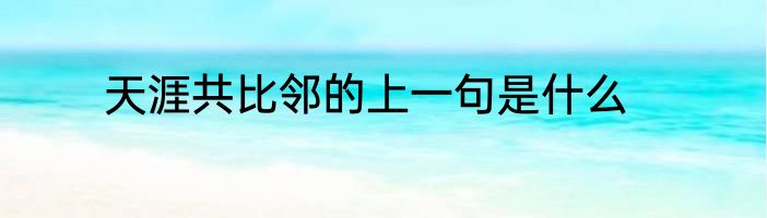 天涯共比邻的上一句是什么