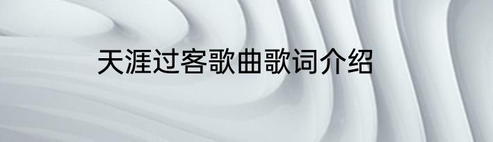 天涯过客歌曲歌词介绍