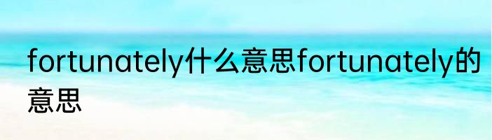 fortunately什么意思fortunately的意思