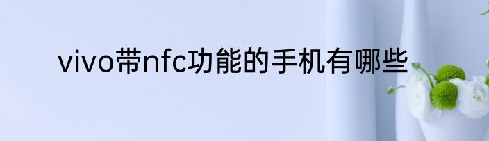 vivo带nfc功能的手机有哪些