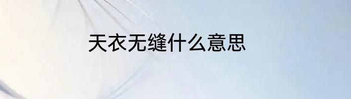 天衣无缝什么意思