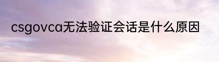 csgovca无法验证会话是什么原因