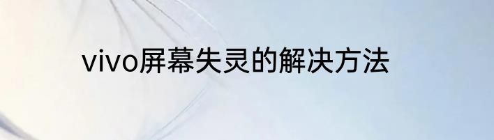 vivo屏幕失灵的解决方法