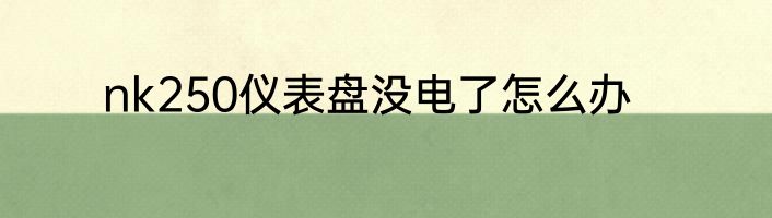 nk250仪表盘没电了怎么办