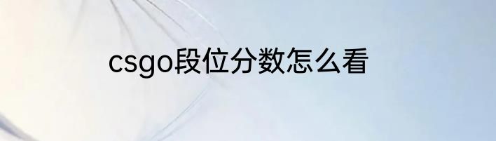 csgo段位分数怎么看