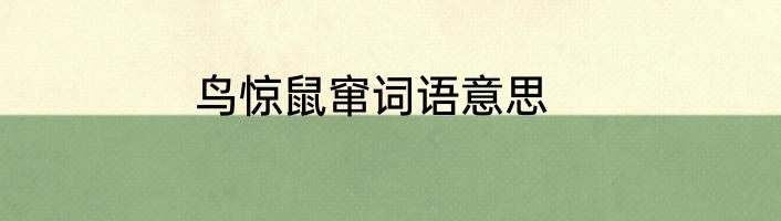 鸟惊鼠窜词语意思