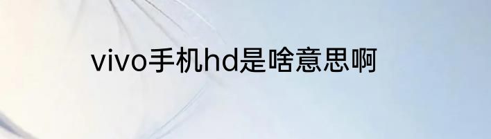 vivo手机hd是啥意思啊