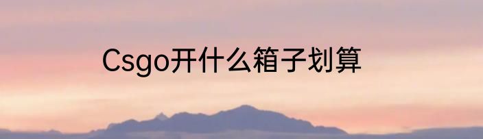 Csgo开什么箱子划算