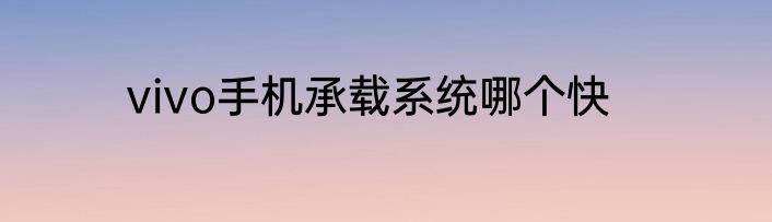 vivo手机承载系统哪个快