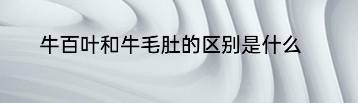 牛百叶和牛毛肚的区别是什么