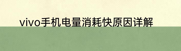 vivo手机电量消耗快原因详解