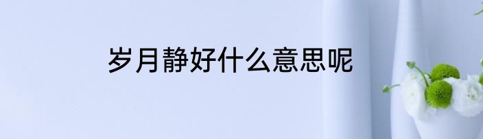 岁月静好什么意思呢