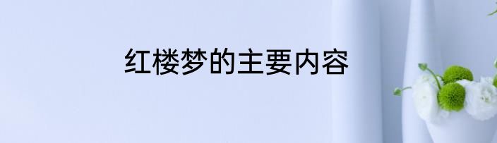 红楼梦的主要内容